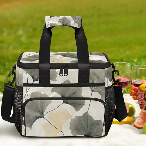 Insulated Picnic Backpack Lunch Bag For On The Go Keeps Food Fresh Large 12 Inch By 9 Inch By 10 Inch Tote with floral design outdoors