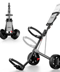 2 Wheel Golf Push Cart That Grows With You Adjustable Upper Bracket And Height Fits All Bag Sizes From Kid To Adult Teen Friendly Ergonomic Pull Cart For Ages 3 To Adult Lightweight Easy Fold, black steel frame
