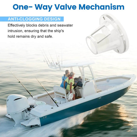 Self Bailing Boat Scupper Drain Valve Ball Universal Fit For Three Quarters Inch To One And One Half Inch Openings Clear Two Pack on boat