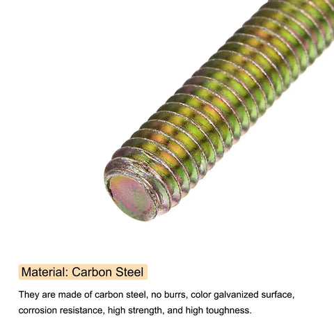 Close-up of a 4-inch zinc-plated carbon steel rod from the 8-Piece Fully Threaded Rod Set 5/16-18 Inch for furniture mounting and fastening.