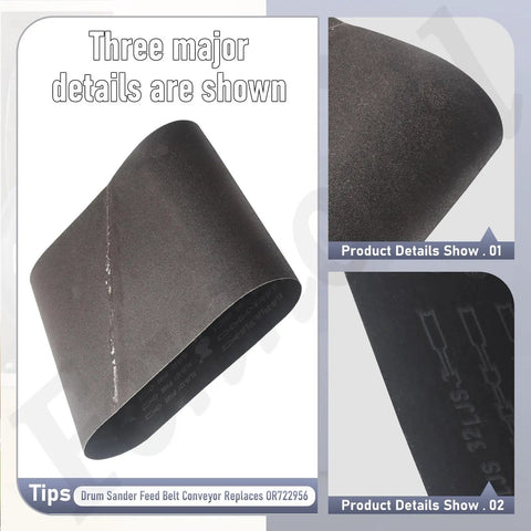 Replacement Drum Sander Feed Belt Conveyor Measuring Sixteen And A Quarter Inch Wide And Forty Three And A Half Inch Circumference Fits Jet And Performax 16 32 Plus Drum Sanders Includes All Shown Accessories