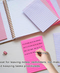 Hand writing on 9 Pack 4x6 Lined Sticky Notes With Super Sticky Adhesive, Large Ruled Memo Pads, Pink Themed Colorful Post It Notes
