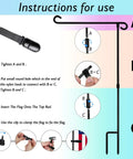 Instructions for assembling the Sturdy Wrought Iron Garden Flag Stand For Outdoor Use Keeps Your 12.5 By 18 Inch Garden Flags Upright All Season Display