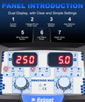 Five In One MIG Welder 250A panel display showing controls and settings for various welding modes including MIG and TIG.