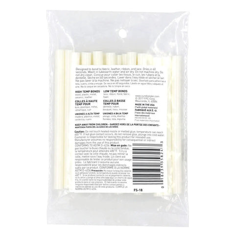 White Mini Fabric Hot Glue Sticks 4 Inch Length Machine Washable Adhesive Great For Fabric Leather Ribbon And Foam Projects 18 Pack