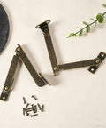 Antique Bronze Left Side Lid Stay Hinges Small Folding Hinges For Box Lids Jewelry Boxes And Chests Includes 2 Hinges 8 Screws