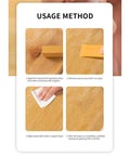 Instructions showing usage method for Heat Melt Wax Repair Stick For Wood Floors And Furniture, 11 Color Quick Fix Set.