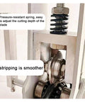 Close-up of Heavy Duty Manual Wire Stripper Machine showing pressure-resistant spring for adjustable blade depth.