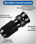 Close-up of Two Piece Three Eighths To One Quarter Inch Impact Wrench Adapter Set With Quick Release Bit Holder in CrMo Steel