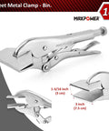 Sheet metal clamp from Pro Grade 15 Piece Locking Pliers Set, 8-inch tool, showcases detailed design for DIYers and pros.