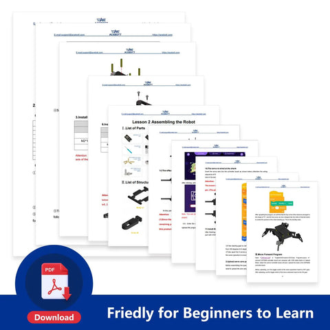 Programmable Bionic Spider Robot Kit For Kids 8 12 Teens And Adults instruction PDF pages and assembly steps