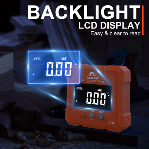 Backlit Digital Angle Gauge With Magnetic Base For Woodworking And Construction Compact Protractor Inclinometer Tool