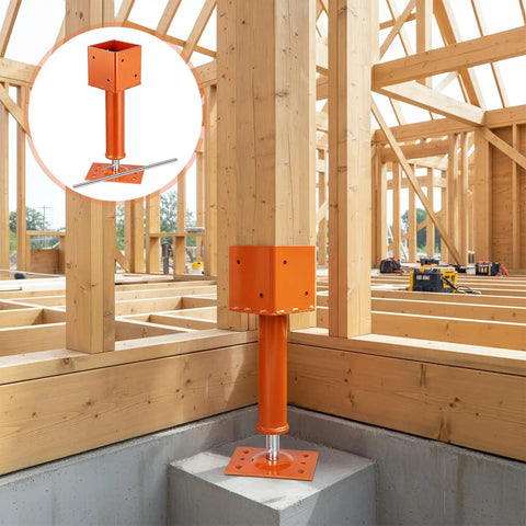 Heavy Duty Screw Jack Posts Level Floors Like A Boss With Rock Solid 24000 Lb Capacity Adjustable 4X4 House Foundation Supports installed under wooden framework.