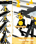 Portable Folding Workbench With Vise And Eight Sliding Clamps Seven Level Height Adjustments Tiltable Extendable Tabletop