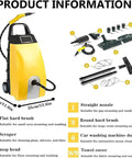 Massive 3000W Steam Cleaner With A Big 3.5L Tank For Continuous Cleaning Power Generates Hot High Pressure Steam At 110C displayed with tool accessories.