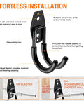 Effortless installation of Six Pack Heavy Duty Garage Hooks J Shaped Wall Mounted Organizer showing wall compatibility.