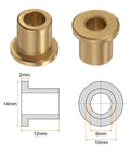 8 Pack Flange Bearing Sleeve Set With 6mm Bore 10mm Outer Diameter 12mm Length 2mm Flange Thickness Bronze Self Lubricating Bushings