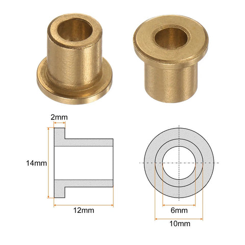 8 Pack Flange Bearing Sleeve Set With 6mm Bore 10mm Outer Diameter 12mm Length 2mm Flange Thickness Bronze Self Lubricating Bushings