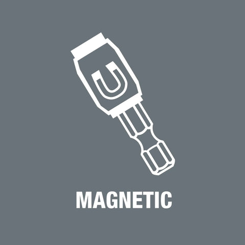 Illustration of a magnetic hex bit for Sheet Metal Bit Set With Rapidaptor Bit Holder And Six Hex Plus Bits 52mm Quick Release Universal Bit Holder.