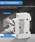 All In One Fuse Holder Kit With Ten 5A Ceramic Fuses 10X38MM 1 Pole DIN Rail Mount LED Indicator CE Certified