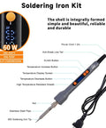 Digital Soldering Iron Heat Set Insert Tool Kit For Fast Workhorse Threaded Inserts In Plastic And 3D Printing, Adjustable 180 To 500 C With LCD Display, Extra Insert Tips, Brass Inserts Hardware Set.