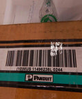 Cardboard box with Panduit label and barcode, reflecting a shipment or storage aspect of Horizontal Cable Manager 1U Black