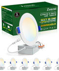 6 Inch Ultra Thin LED Recessed Ceiling Light With Junction Box 5CCT Selectable 2700K To 5000K Dimmable 12W Eqv 110W