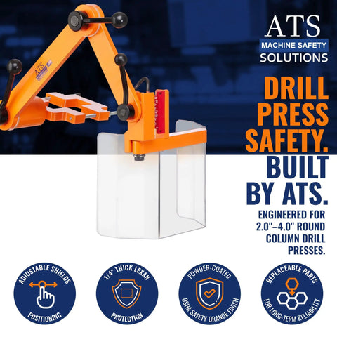 Straight Up Game Changing Interlocked Drill Press Guard With Heavy Duty Lexan Shield And Integrated Safety Switch For Benchtop Or Floor Setup Fitting Two To Four Inch Columns Hardcore Shop Armor