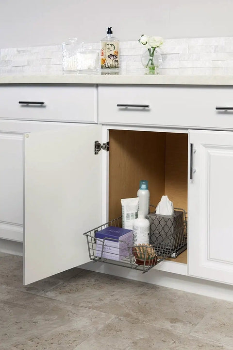 11 Inch Heavy Duty Slide Out Cabinet Organizer With Pull Out Pantry Shelf Drawer For Kitchen Bathroom And Laundry Room Nickel Smooth Glide Game Changer