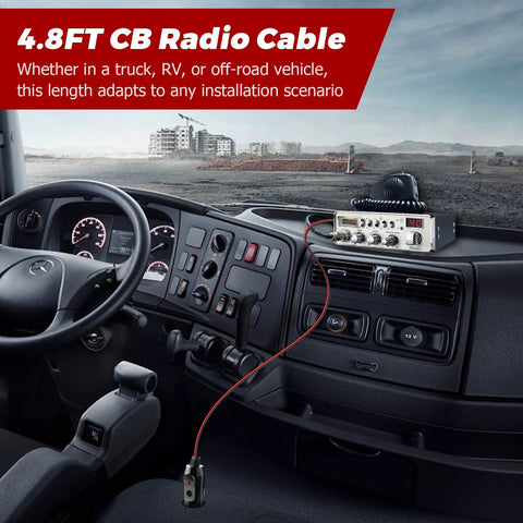 2 Pack CB Radio Power Cord With 12V Lighter Plug, 3 Pin 2 Wire, 16 AWG Heavy Duty Cable, 4.8 Foot Length in vehicle setup