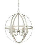 Six Light Indoor Chandelier in brushed nickel finish with dramatic contemporary style for entryways and dining rooms.