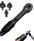 Universal Magnetic Ratcheting Drill Chuck Key Three In One Electric Drill And Drill Press Spanner with three bits and handle.