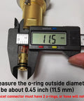 Caliper measuring 11.5 mm diameter on faucet for 12 Inch Quick Connect Faucet Water Supply Lines.