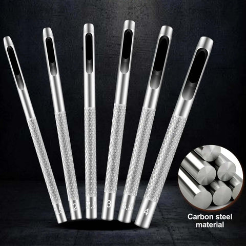 6 Piece Hollow Leather Hole Punch Set With 1.5mm To 4mm Sizes, Pro Grade Durable Carbon Steel Tools For Belts, Felt And Gaskets