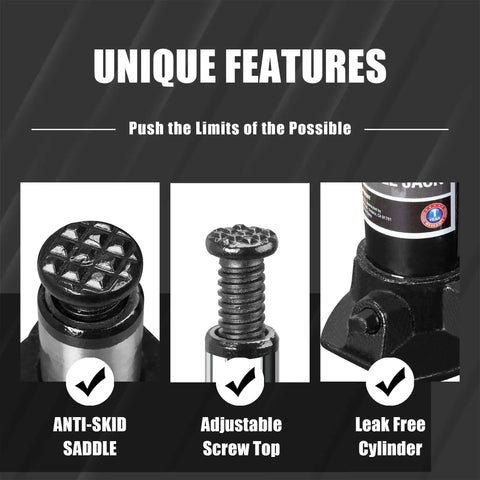 Features of 6 Ton Hydraulic Bottle Jack With Carrying Case For Home And Shop Lifts From 8.5 To 16.25 Inches, 12,000 Lb Capacity