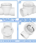 3 Inch Backwater Valve Drain Backflow Preventer For Sewage And Rainwater, White PVC, easy install, multiple views