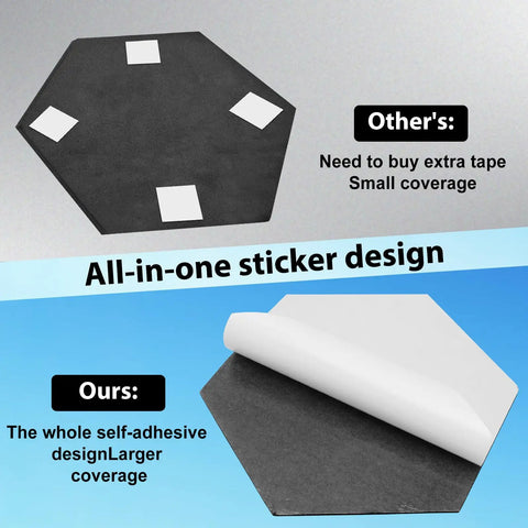 12 Pack Hexagon Acoustic Foam Panels Self Adhesive Sound Proof Wall Tiles with self-adhesive backing design.