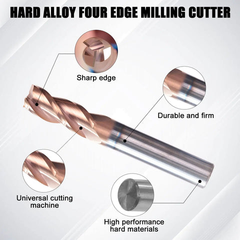 3 Flute Half Inch Square End Mill TiSiN Coated Milling Cutter HRC55 For Aluminum And Copper Beefed Up Heavy Duty Half Inch Shank