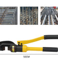 13 Ton Hydraulic Rebar Cutter Tool For Pros And Builders, showcasing non-slip handles and heavy-duty metal cutting capability.