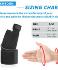 Sizing chart for reversible thumb and wrist stabilizer splint brace, showing small/medium size measurements.
