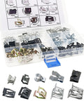 U Clip Kit For Auto Cars Ten Sizes Of Metal Trim Clips Molding Clip Set for Easy Car Trim displayed in plastic case with various clips