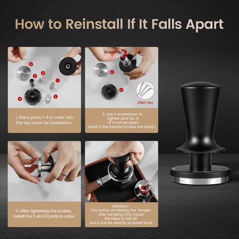Assembly instructions for Dual Spring 58mm Espresso Tamper With Auto Rebound And Auto Leveling, 58.35mm Coffee Press Tool