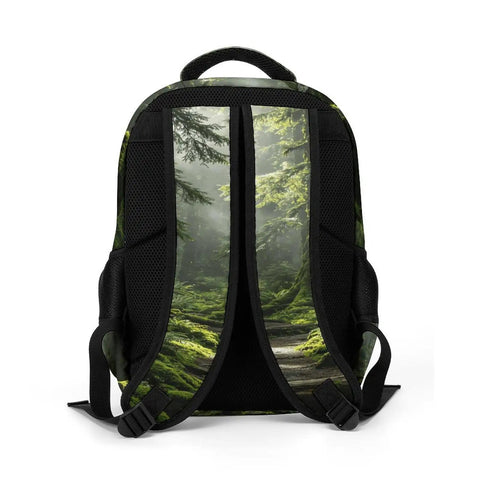 Fern Print Old Growth Forest Unisex Backpack With Large Capacity Built From Durable Polyester for Everyday Use, back panel view