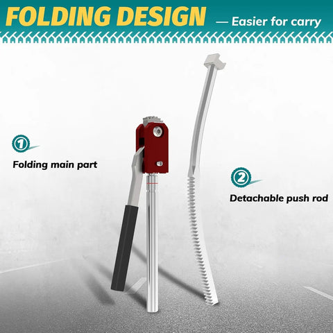 Dirt Bike Tire Changing Stand For 16 To 21 Inch Rims Heavy Duty Portable Tire Tool with detachable push rod and folding design.