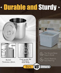 Pro Level Heavy Duty 304 Stainless Steel Airtight Kitchen Canister With Rock Solid Locking Lid and Grippy Handles Mega Pantry Storage Bin shown with features and thickness.
