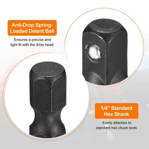 Premium Heavy Duty Deep Impact Socket 7mm With 1/4 Inch Drive, Long Reach CR-V Steel For Tough Mechanics And Auto Repair Gear, 1/4 hex shank