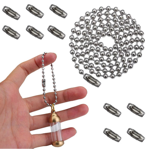 5 Meter Beaded Stainless Steel Roller Blind Chain With 12 Connectors Ball Chain Extender shown coiled and held in hand