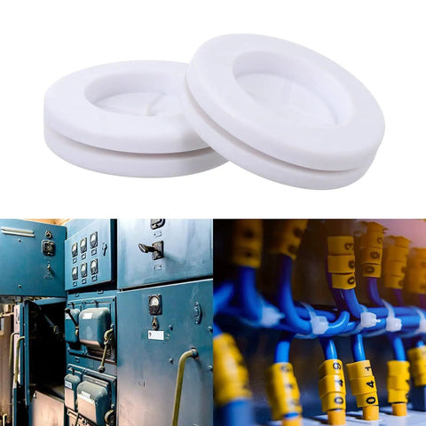 White Rubber Grommet Kit For Wire Protection And Insulation, High Elasticity Round Cable Protector Rings, Dustproof And Flame Retardant For Electrical Cables, 4 Pack for electrical panels