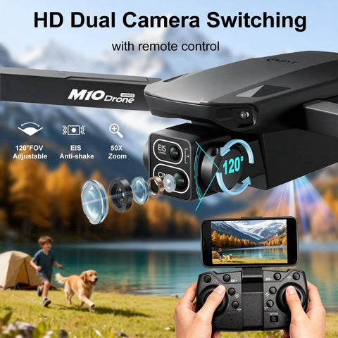 4K Camera Drone For Adults Foldable And Beginner Friendly With 3 Batteries And 36 Minute Flight Time, HD FPV Transmission, Black