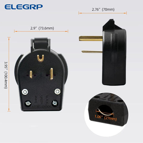 Heavy Duty NEMA 6 30P And 6 50P Angle Plug 30 And 50 Amp 250V 2 Pole 3 Wire Grounding Power Plug For Welder And Generator